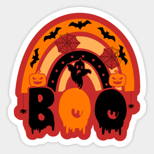 BOO | Halloween | With Ghost, Bats, Fun Rainbow And Jack-O-Lanterns Sticker